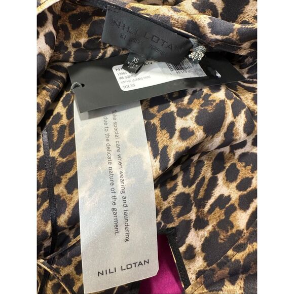 NILI LOTAN Ira leopard-print silk-charmeuse gown Size XS $1190 - Picture 12 of 12